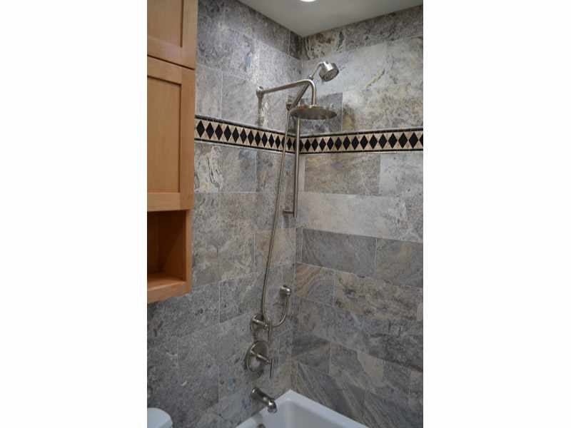 Cralos Silver Travertine Bath Remodel in Naperville, IL - JW Construction & Design Studio Services
