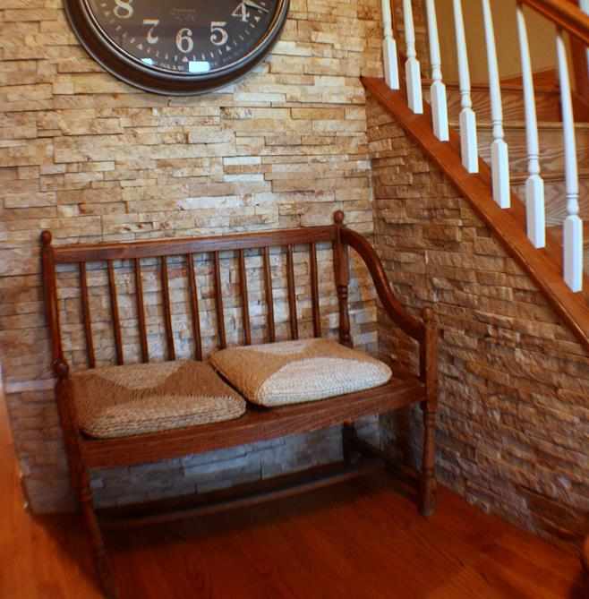 Foyer Travertine Tile Wall - JW Construction & Design Studio Services