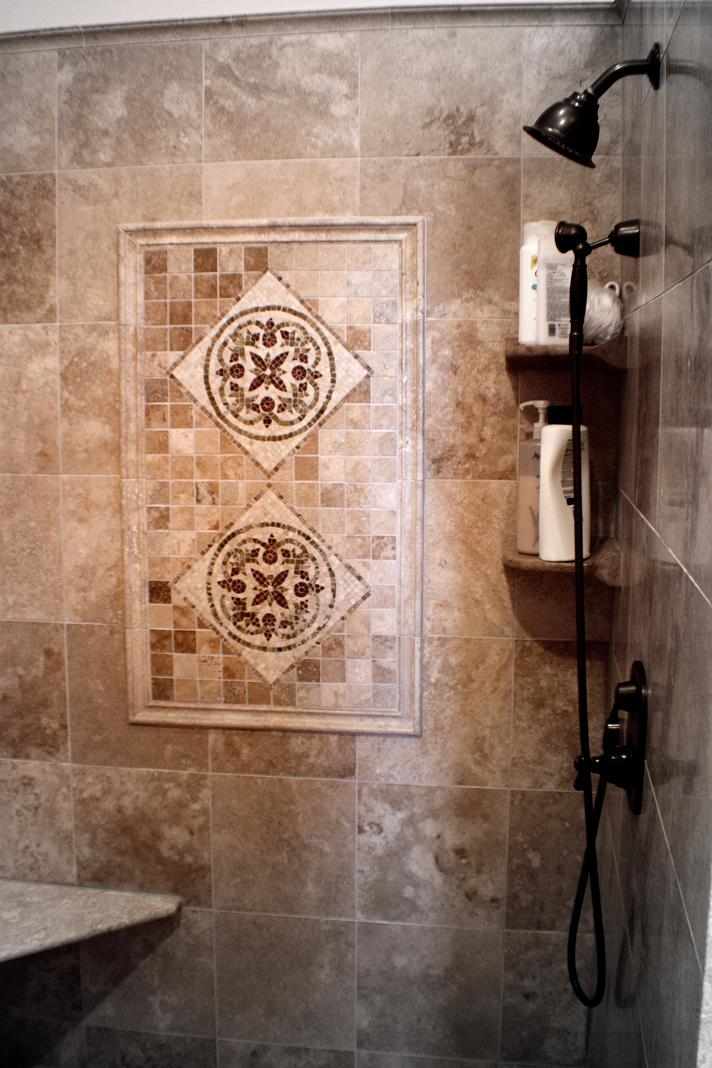 Traditional Shower Wall Motif - JW Construction & Design Studio Services
