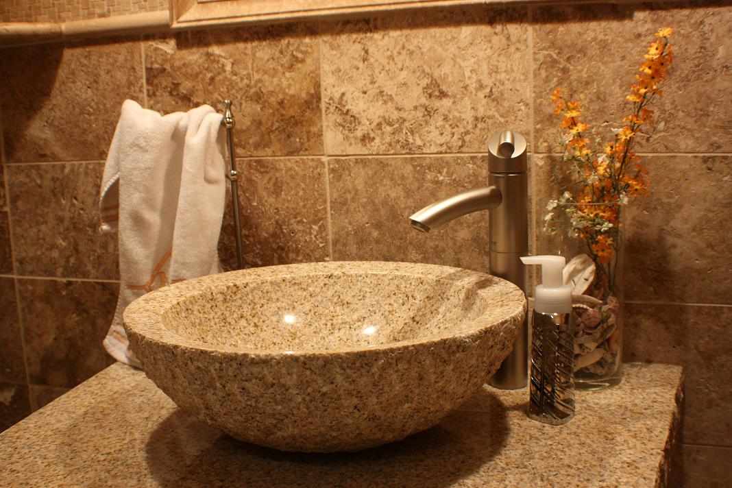 Travertine Vessel Sink Bathroom Remodeling Chicago Area - JW Construction & Design Studio Services