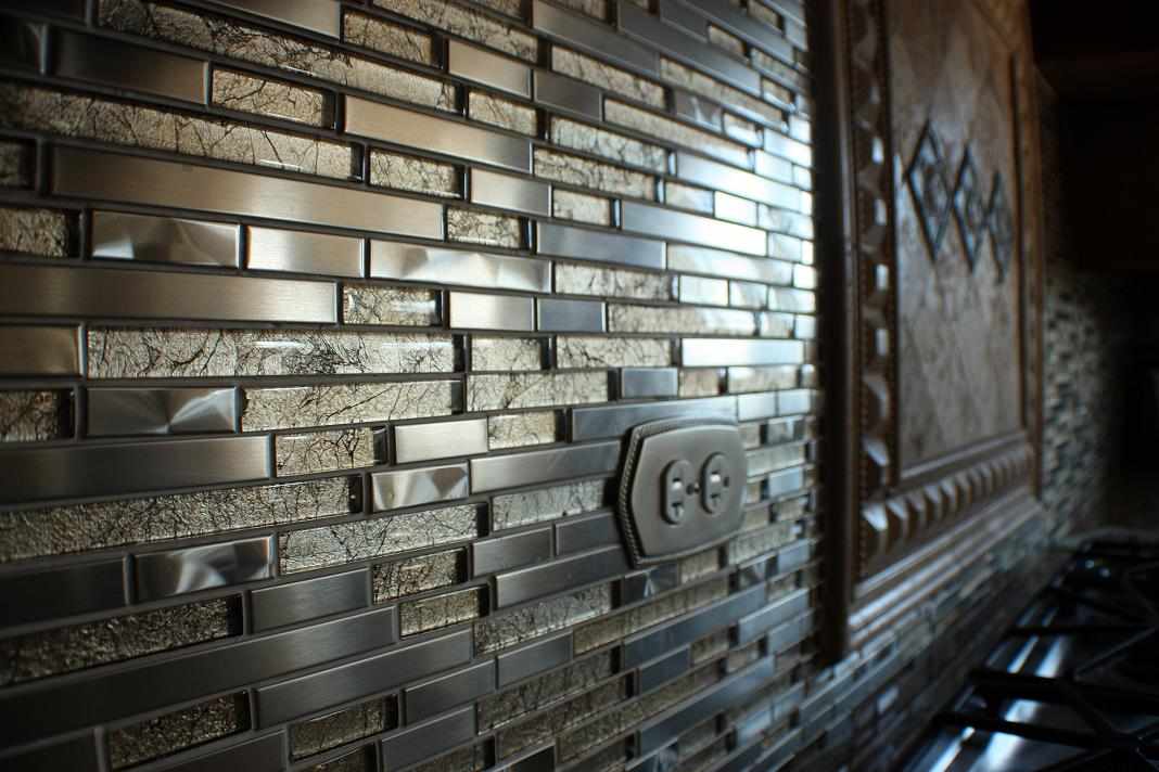 Kitchen Backsplash with Metallic Accents - JW Construction & Design Studio Services