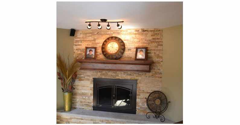 Basement Stackstone Fireplace, Naperville - JW Construction & Design Studio Services