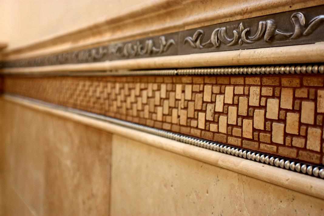Mosaic Tile & Metal Accent Listello Naperville - JW Construction & Design Studio Services